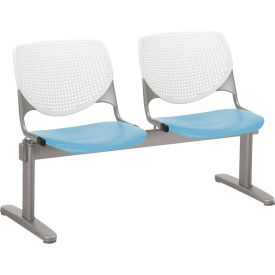 Kfi 2300BEAM2-BP08-SP35 KFI Beam Seating Guest Chairs - 2 Seater - White/Sky Blue image.