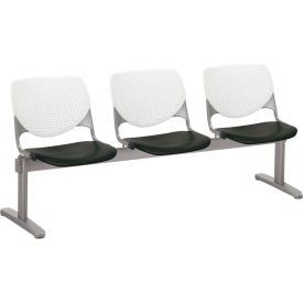 Kfi 2300BEAM3-BP08-SP10 KFI Beam Seating Guest Chairs - 3 Seater - White/Black image.