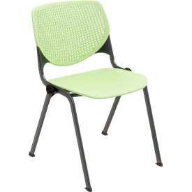 Kool Armless Stacking Chair, Polypropylene, Lime Green Seat/Black Frame view 2
