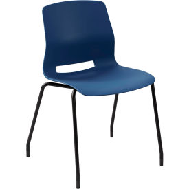 Imme Armless Stacking Chair, Polypropylene, Navy Seat/Black Frame view 2