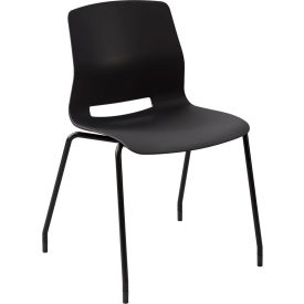 Imme Armless Stacking Chair, Polypropylene, Black Seat/Frame view 2