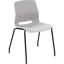 Imme Armless Stacking Chair, Polypropylene, Light Gray Seat/Black Frame view 2