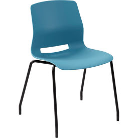 Imme Armless Stacking Chair, Polypropylene, Sky Blue Seat/Black Frame view 2