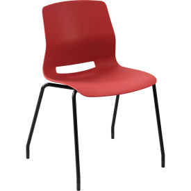 Imme Armless Stacking Chair, Polypropylene, Coral Seat/Black Frame view 2