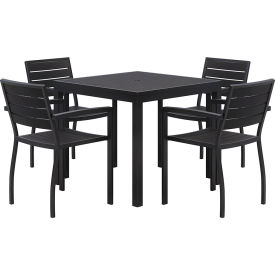 Kfi 5601-BKBK4-TE35SQ-BKBK KFI Eveleen 35" Square Table With 4 Chairs, Black Table w/ Black Chairs image.