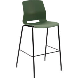 Imme Armless Stacking Bar Stool, Polypropylene, Slate Green Seat/Black Frame view 2