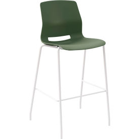 Imme Armless Stacking Bar Stool, Polypropylene, Slate Green Seat/White Frame view 2