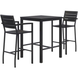 Kfi BR5601-BKBK2-TE30SQ-41-BKBK KFI Square Table 30" with Two Chairs, Black Table/Chairs image.