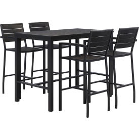 Kfi BR5601-BKBK4-TE3255-41-BKBK KFI Rectangular Table 55"W x 32"D x 45-5/8"H with 4 Chairs, Black Table/Chairs image.