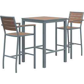 Kfi BR5601-SLMA2-TE30SQ-41-SLMA KFI Square Table 30" with 2 Chairs, Silver/Mocha image.