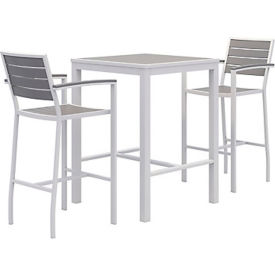 Kfi BR5601-WHGY2-TE30SQ-41-WHGY KFI Square Table 30" with Two Chairs, White/Gray image.