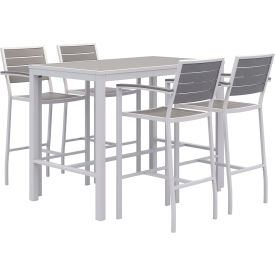 Kfi BR5601-WHGY4-TE3255-41-WHGY KFI Rectangular Table 55"W x 32"D x 45-5/8"H with 4 Chairs, White/Gray image.
