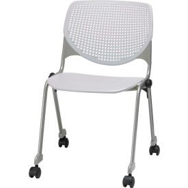 Kfi CS2300-P13 KFI Stack Chair with Casters and Perforated Back -  Plastic Seat - Light Grey - KOOL Series image.