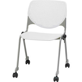 Kfi CS2300-P15 KFI Stack Chair with Casters and Perforated Back -  Plastic Seat - White - KOOL Series image.