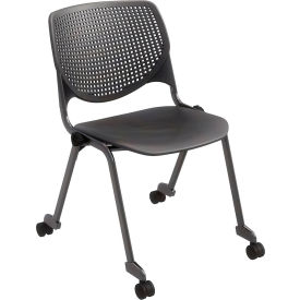 Kool Armless Stacking Chair with Casters, Polypropylene, Black Seat/Frame view 2