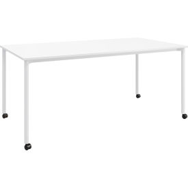 Dailey Training Table with Casters, HPL, 30"W x 60"L, White Frame, Designer White view 2