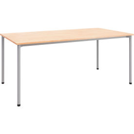 Dailey Training Table with Glides, HPL, 36"W x 72"L, Silver Frame, Maple view 2