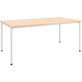 Dailey Training Table with Glides, HPL, 36"W x 72"L, White Frame, Maple view 2