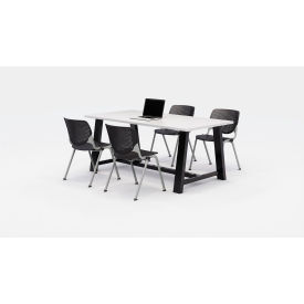 Midtown 72"x 36" Cafe Height Table, 4 Kool Chairs, Designer White Top/Black view 2