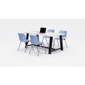 Midtown 72"x 36" Cafe Height Table, 4 Kool Chairs, Designer White Top/Periwinkle view 2