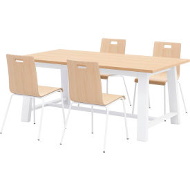 Jive 72"x 36" Dining Table Set, 4 Natural Chairs, Maple Top/Black Frame view 2