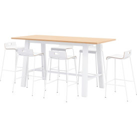 Jive 84"x 36" Bistro Table Set, 6 Barstools, Maple Top/White Frame view 2