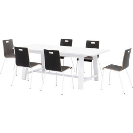 Jive 84"x 36" Dining Table Set, 6 Espresso Cafe Chairs, White Top/White Frame view 2