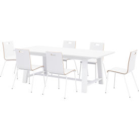 84"x 36" Dining Table Set, 6 White Cafe Chairs, White Top/White Frame view 2