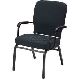 Kfi HTB1041SB-3906 KFI Oversized Church Chair with Arms - Stacking - Black Vinyl Black Frame image.