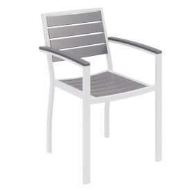 Kfi OL5601-WH-GY KFI Outdoor Arm Chair - Gray with Silver Frame - Ivy Series image.