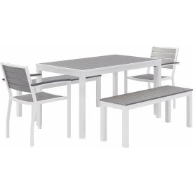 Kfi OL5601WHGY-2-BN5600WHGY-2-T3255WHGY KFI Seating 5 Piece Outdoor Dining Set, Gray w/ White Frame image.