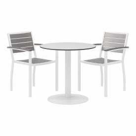 Kfi OL5601WHGY-2-TP30RD-B2200WH-D354 KFI 3-Piece Outdoor Dining Set, 30"W x 29"H Table, White w/ White Frame image.