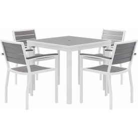 Kfi OL5601WHGY-4-T35SQWHGY KFI 5 Piece Outdoor Dining Set, Gray w/ White Frame image.