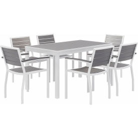 Kfi OL5601WHGY-6-T3255WHGY KFI Seating 7 Piece Outdoor Dining Set, Gray w/ White Frame image.