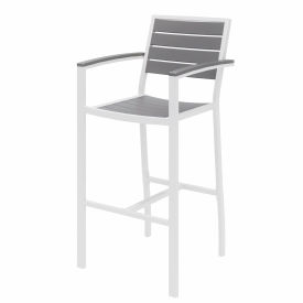 Kfi OLBR5601-WH-GY KFI Outdoor Barstool - Gray with White Frame - Ivy Series image.