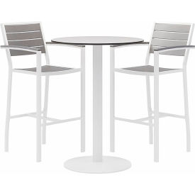 Kfi OLBR5601WHGY-2-TP30RD-B2200WH-41-D354 KFI 3 Piece Outdoor Dining Set, 30"W x 41"H Table, Gray w/ White Frame image.