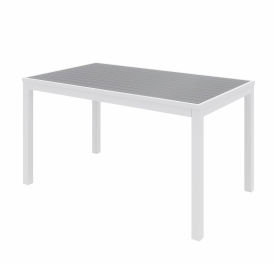 Kfi OLT3255-WH-GY KFI 55" x 35" Rectangle Outdoor Table - Gray Polymer Top - White Aluminum Frame - Ivy Series image.