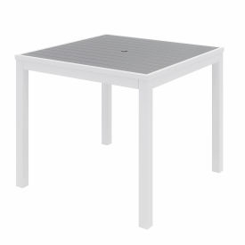 Kfi OLT35SQ-WH-GY KFI 35" Square Outdoor Table - Gray Polymer Top - White Aluminum Frame - Ivy Series image.