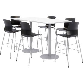 Kfi OLTFL3672RA-B1922-SL-41-D354-OL2700BR-P10 KFI Table & Stool Set, 72"Lx36"W, White Table With Black Stools image.