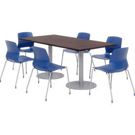 Kfi OLTFL3672RA-B1922-SL-7933K-OL2700-P03 KFI Table & Chair Set, 72"Lx36"W, Espresso Table With Navy Chairs image.