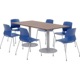 Kfi OLTFL3672RA-B1922-SL-7960K-OL2700-P03 KFI Table & Chair Set, 72"Lx36"W, Teak Table With Navy Chairs image.