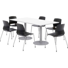 Kfi OLTFL3672RA-B1922-SL-D354-OL2700-P10 KFI Table & Chair Set, 72"Lx36"W, White Table With Black Chairs image.