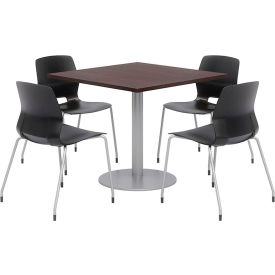 Kfi OLTFL36SQ-B1922-SL-7933K-4-OL2700-P10 KFI 36" Dining Table & 4 Chair Set, Espresso Table With Black Chairs image.