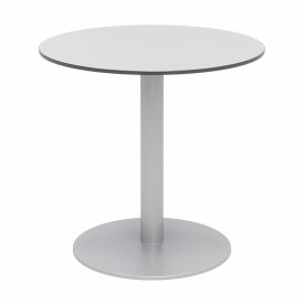Kfi OLTP30RD-B2200SL-D381 KFI 30" Round Outdoor Cafe Table - Fashion Gray Phenolic Top - Silver Aluminum Frame - Ivy Series image.