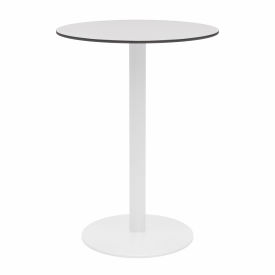 Kfi OLTP30RD-B2200WH-D381-41 KFI 30" Round Outdoor Bar Table - Fashion Gray Phenolic Top - White Aluminum Frame - Ivy Series image.