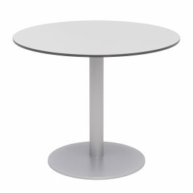 Kfi OLTP36RD-B2200SL-D381 KFI 36" Round Outdoor Cafe Table - Fashion Gray Phenolic Top - Silver Aluminum Frame - Ivy Series image.
