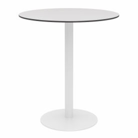 Kfi OLTP36RD-B2200WH-D381-41 KFI 36" Round Outdoor Bar Table - Fashion Gray Phenolic Top - White Aluminum Frame - Ivy Series image.