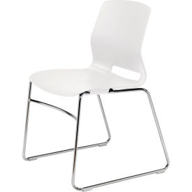 Imme Armless Sled Base Chair, 21"W x 22"D x 32"H, Chrome Frame, White view 2