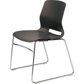 Imme Armless Sled Base Chair, 21"W x 22"D x 32"H, Chrome Frame, Black view 2