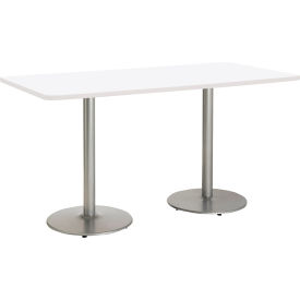 Kfi T3072-B1917-SL-D354-31 KFI Counter Height Restaurant Table, 72"Lx30"W, White Table/Silver Base image.